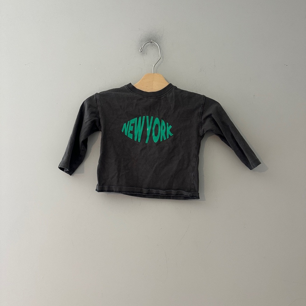 $12 ADD ON Zara top baby boys Washed black tee 9-12M t-shirt New York cotton on